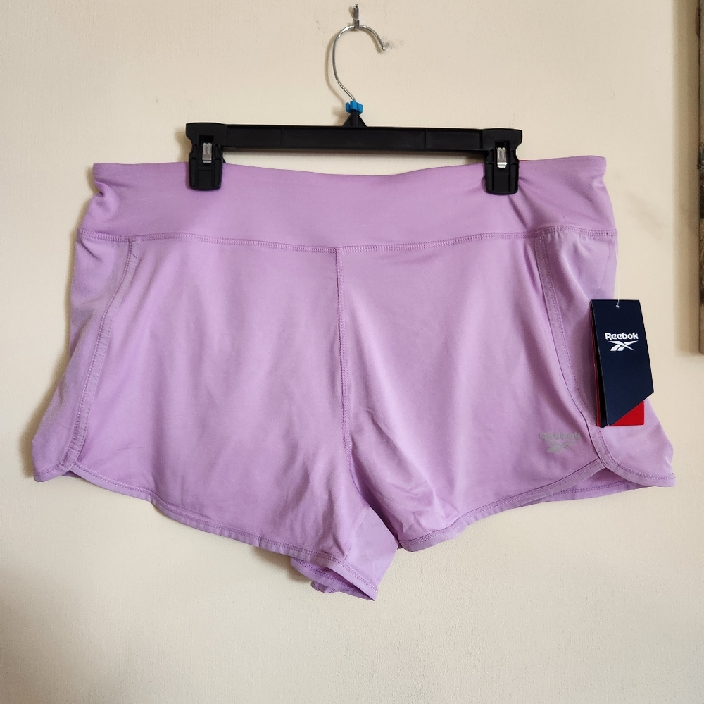 Reebok Marathon Vector athletic shorts lavender XL NWT